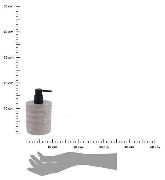 Dávkovač mydla Soro, sivá imitácia betónu/s čiernymi prvkami, 380 ml