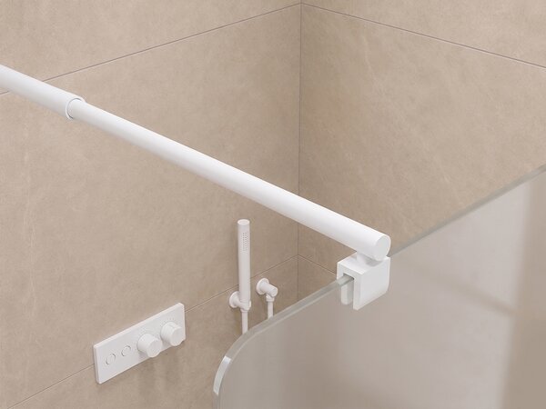 CERANO - Sprchová zástena Walk-in Orbis Round - Pravá - 8 mm - guľatá vzpera - biela matná, mliečne sklo - 110x200 cm