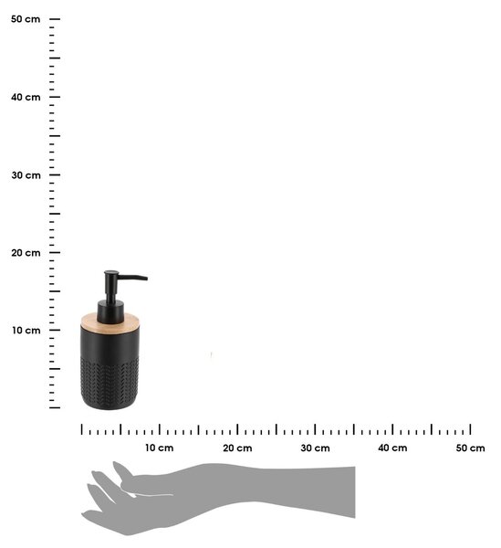 Dávkovač mydla Eira, čierna/s drevenými prvkami, 260 ml