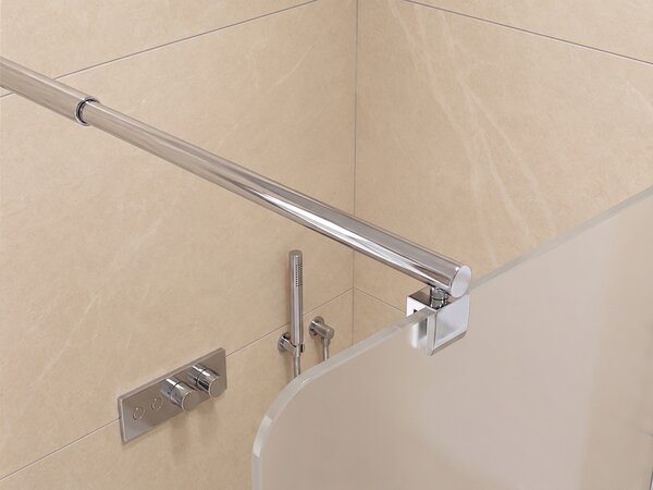 CERANO - Sprchová zástena Walk-in Orbis Round - Pravá - 8 mm - guľatá vzpera - chróm, mliečne sklo - 110x200 cm