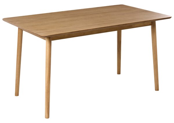 Jedálenský stôl svetlý dub MDF 140 x 80 cm obdĺžnikový tvar nohy z kaučuku moderný štýl kuchyňa jedáleň
