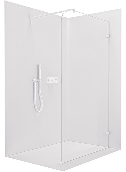 CERANO - Sprchová zástena Walk-in Orbis Round Ľ/P - 8 mm - guľatá vzpera - biela matná, transparentné sklo - 110x200 cm