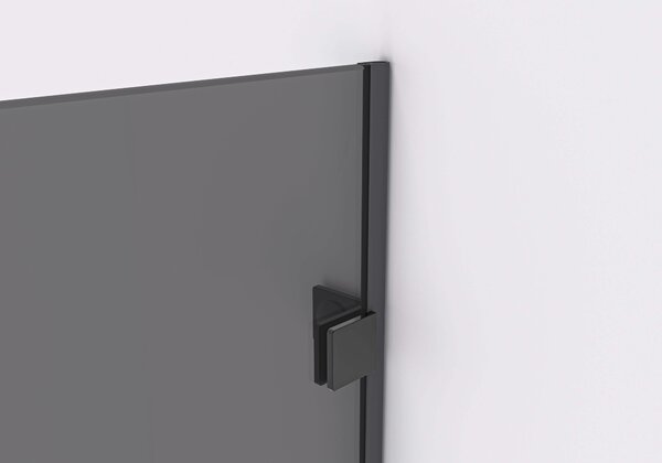 CERANO - Sprchová zástena Walk-in Orbis Round Ľ/P - 8 mm - guľatá vzpera - čierna matná, grafitové sklo - 110x200 cm