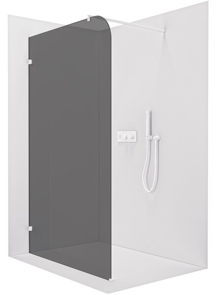 CERANO - Sprchová zástena Walk-in Orbis Round Ľ/P - 8 mm - guľatá vzpera - biela matná, grafitové sklo - 110x200 cm