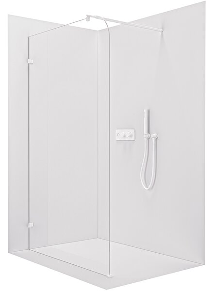 CERANO - Sprchová zástena Walk-in Orbis Round Ľ/P - 8 mm - guľatá vzpera - biela matná, transparentné sklo - 110x200 cm