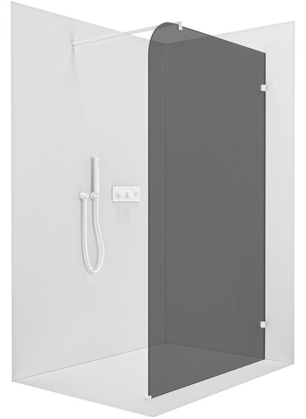 CERANO - Sprchová zástena Walk-in Orbis Round Ľ/P - 8 mm - guľatá vzpera - biela matná, grafitové sklo - 110x200 cm