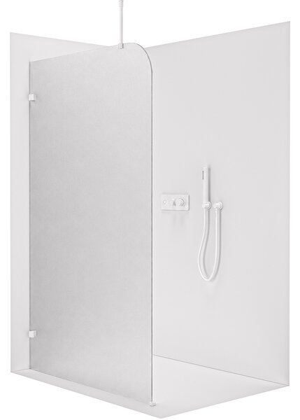 CERANO - Sprchová zástena Walk-in Orbis Top Round - Ľavá - 8 mm - guľatá vzpera - biela matná, mliečne sklo - 110x200 cm