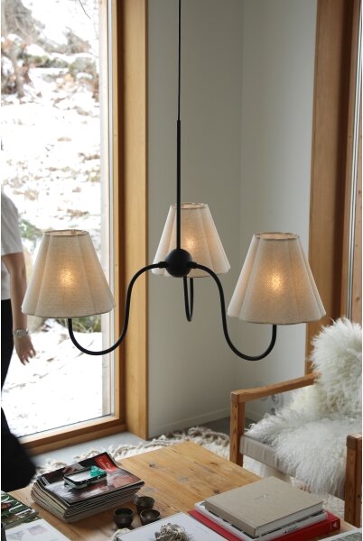 Markslöjd 109172 - Luster na lanku VEYA 3xE14/40W/230V priemer 90 cm ľan/čierna