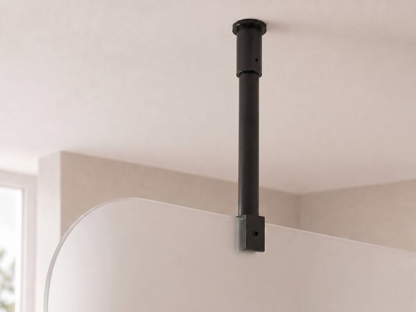 CERANO - Sprchová zástena Walk-in Orbis Top Round - Pravá - 8 mm - guľatá vzpera - čierna matná, mliečne sklo - 110x200 cm