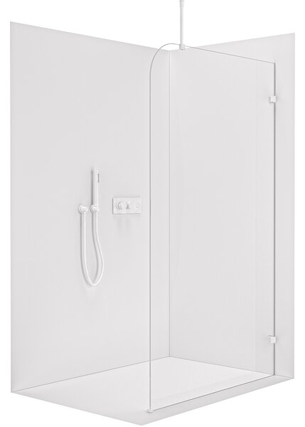 CERANO - Sprchová zástena Walk-in Orbis Top Round Ľ/P - 8 mm - guľatá vzpera - biela matná, transparentné sklo - 110x200 cm