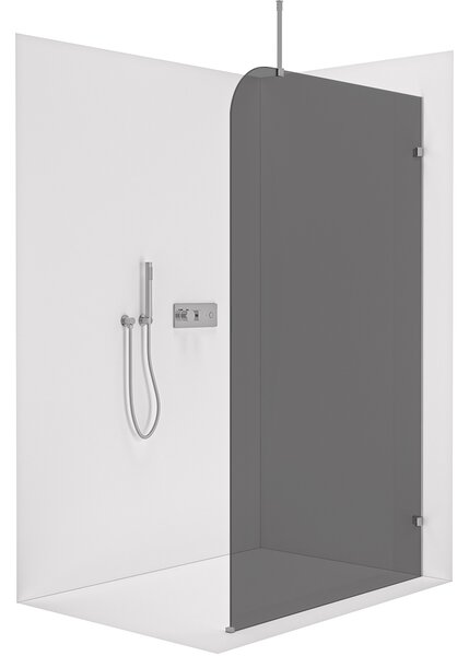 CERANO - Sprchová zástena Walk-in Orbis Top Round Ľ/P - 8 mm - okrúhla vzpera - chróm, grafitové sklo - 110x200 cm