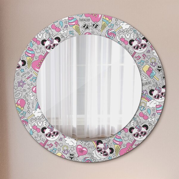 Zrkadlomat.sk Panda Unicorn Panda Unicorn Okrúhle dekoračné zrkadlo na stenu lsdo-00242