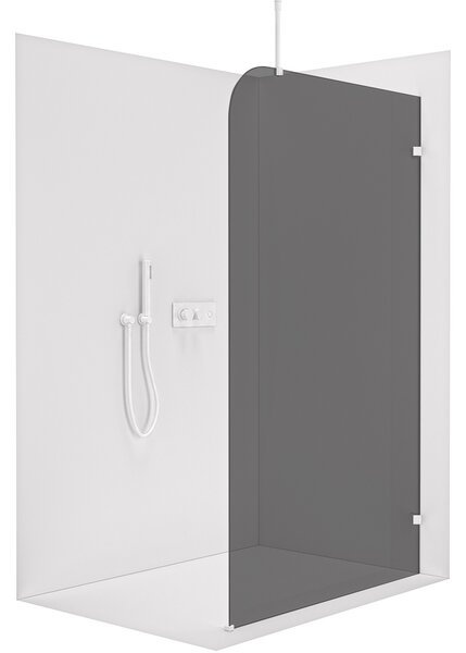 CERANO - Sprchová zástena Walk-in Orbis Top Round Ľ/P - 8 mm - guľatá vzpera - biela matná, grafitové sklo - 110x200 cm