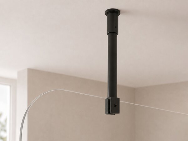 CERANO - Sprchová zástena Walk-in Orbis Top Round Ľ/P - 8 mm - guľatá vzpera - čierna matná, transparentné sklo - 110x200 cm