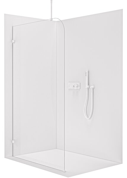 CERANO - Sprchová zástena Walk-in Orbis Top Round Ľ/P - 8 mm - guľatá vzpera - biela matná, transparentné sklo - 110x200 cm
