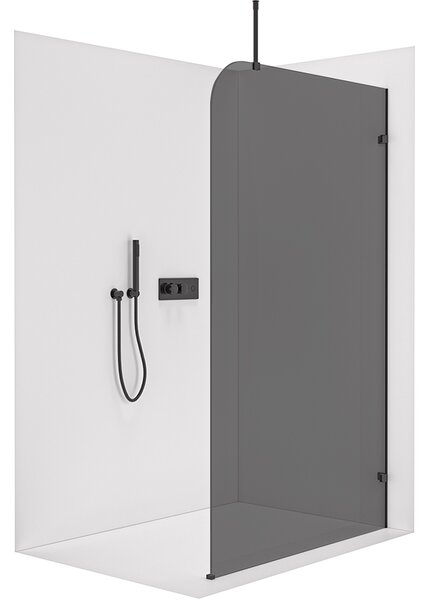 CERANO - Sprchová zástena Walk-in Orbis Top Round Ľ/P - 8 mm - okrúhla vzpera - čierna matná, grafitové sklo - 110x200 cm