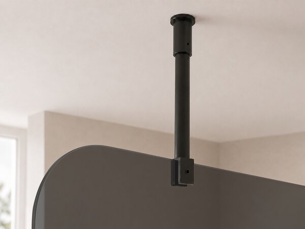 CERANO - Sprchová zástena Walk-in Orbis Top Round Ľ/P - 8 mm - okrúhla vzpera - čierna matná, grafitové sklo - 110x200 cm
