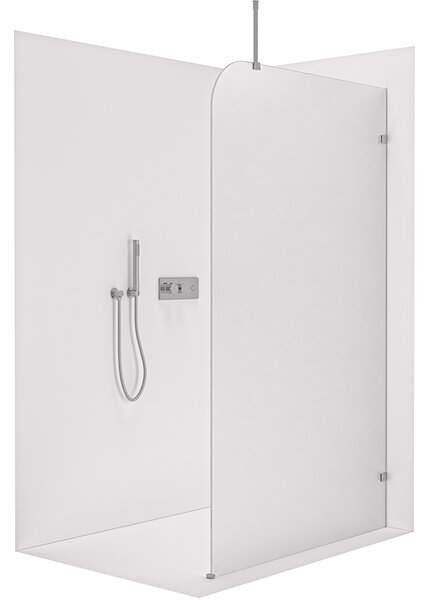 CERANO - Sprchová zástena Walk-in Orbis Top Round - Pravá - 8 mm - guľatá vzpera - chróm, mliečne sklo - 110x200 cm