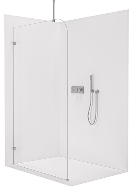 CERANO - Sprchová zástena Walk-in Orbis Top Round Ľ/P - 8 mm - guľatá vzpera - chróm, transparentné sklo - 110x200 cm