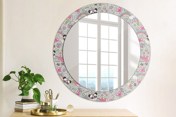 Okrúhle ozdobné zrkadlo Panda unicorn