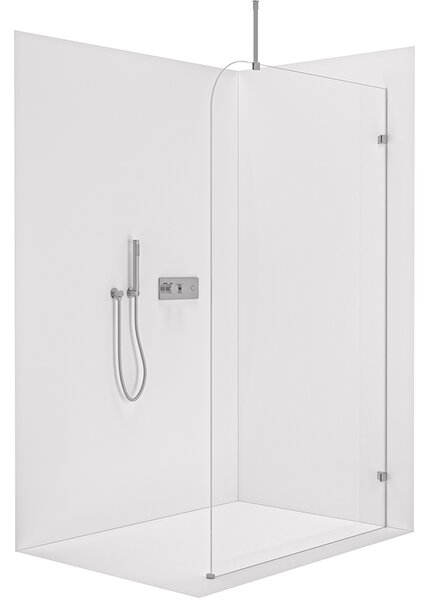 CERANO - Sprchová zástena Walk-in Orbis Top Round Ľ/P - 8 mm - guľatá vzpera - chróm, transparentné sklo - 110x200 cm