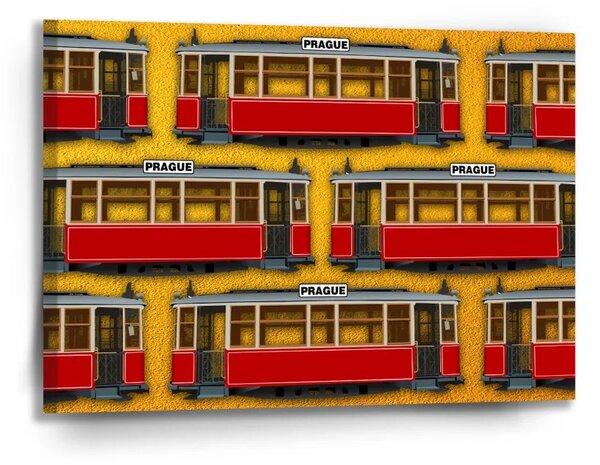 Sablio Obraz Pražské historické električky Žltý Pattern - 90x60 cm