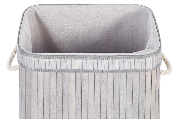 Kôš na bielizeň sivý bambusové drevo polyester s odnímateľným vekom a rukoväťami moderný dizajn viacúčelový