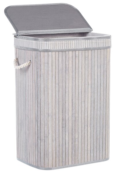 Kôš na bielizeň sivý bambusové drevo polyester s odnímateľným vekom a rukoväťami moderný dizajn viacúčelový