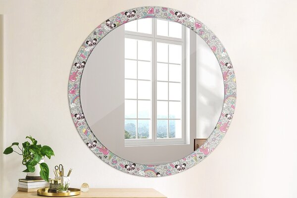 Okrúhle ozdobné zrkadlo Panda unicorn