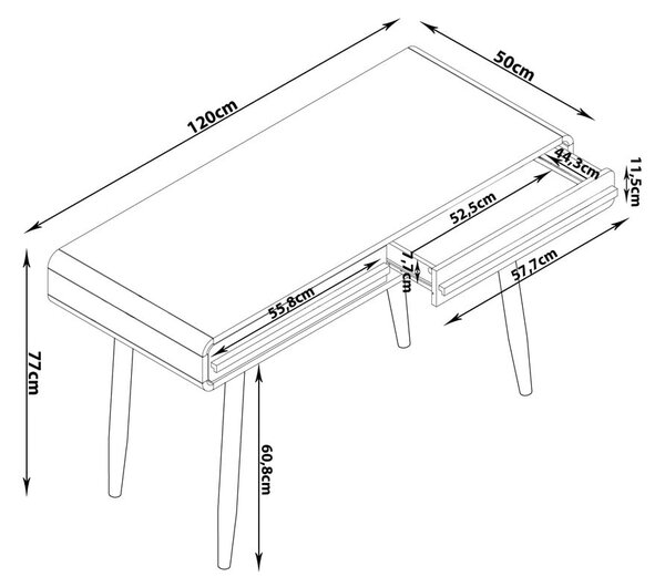 Pracovný stôl 50x120 cm Chantal – Støraa
