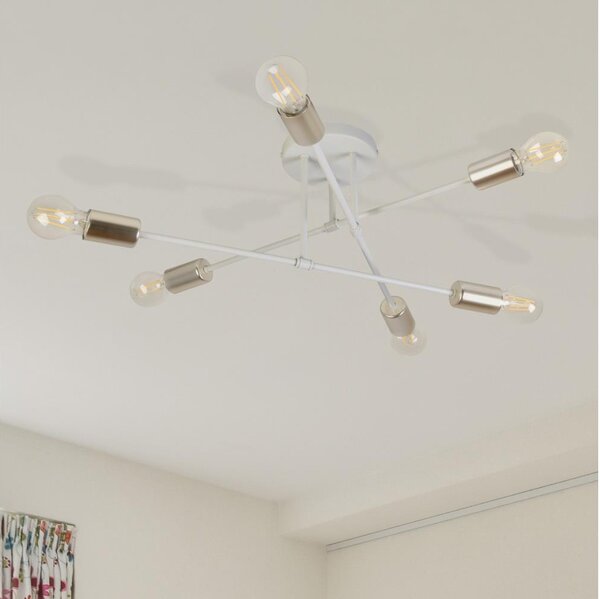 Prisadený luster CAMBRIDGE 6xE27/15W/230V mosadz/biela