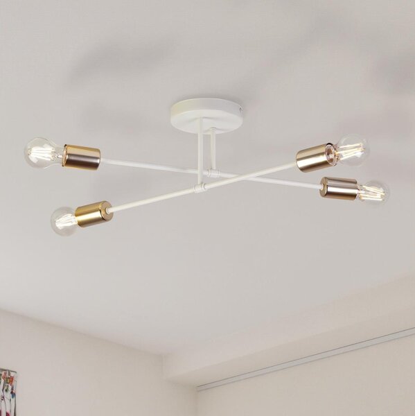 Prisadený luster CAMBRIDGE 4xE27/15W/230V mosadz/biela