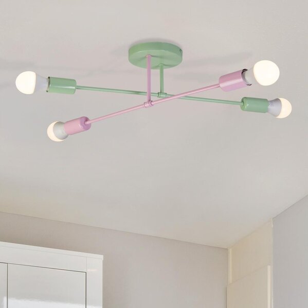 Prisadený luster CAMBRIDGE 4xE27/15W/230V zelený/ružový
