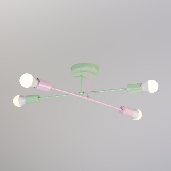 Prisadený luster CAMBRIDGE 4xE27/15W/230V zelený/ružový