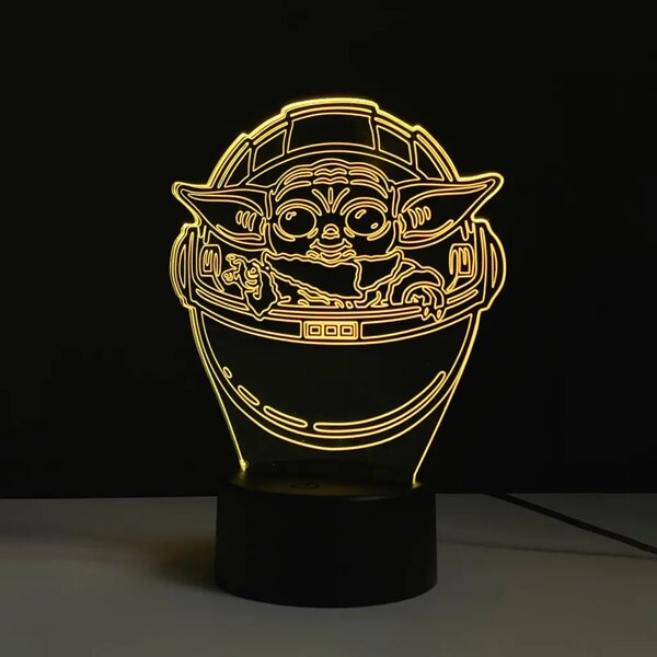 3Dmix 3DL-CLK048 – 3D LED nočná lampa - Baby Yoda (Star Wars – Mandalorian) (Hodiny s budíkom)