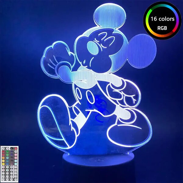 3Dmix 3DL-BSC028 – 3D LED nočná lampa - Mickey Mouse (Miki Maus)