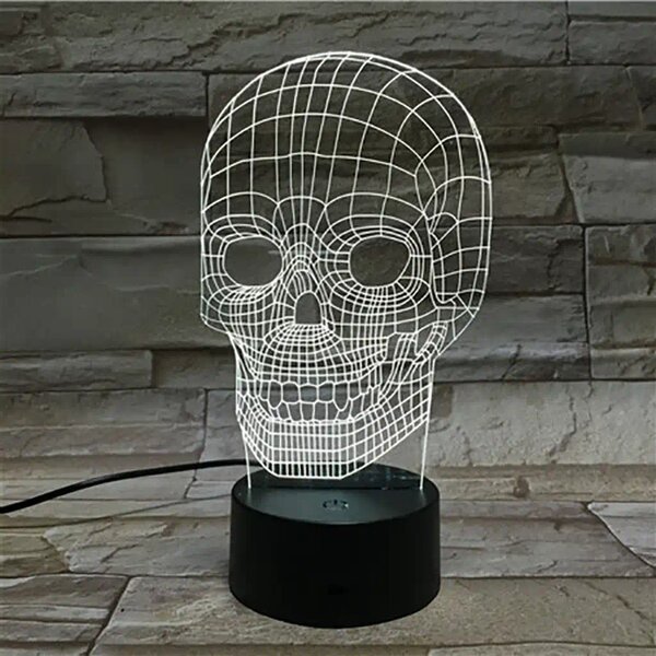 3Dmix 3DL-CLK031 – 3D LED nočná lampa - Lebka (Hodiny s budíkom)