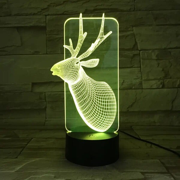 3Dmix 3DL-CLK035 – 3D LED nočná lampa - Jeleň (Hodiny s budíkom)