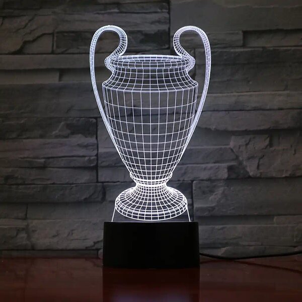 3Dmix 3DL-CLK020 – 3D LED nočná lampa - Pohár pre víťazov (Trofej) (Hodiny s budíkom)