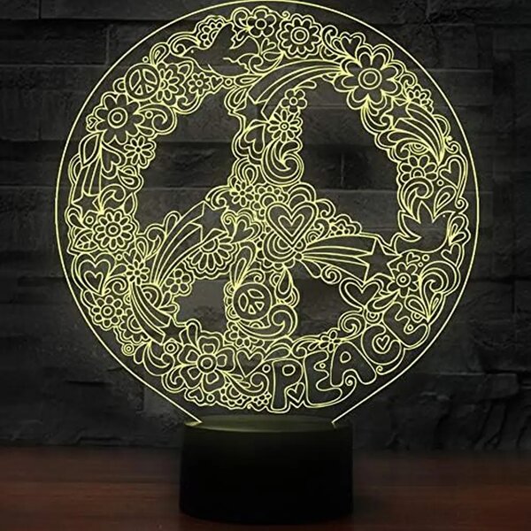 3Dmix 3DL-DRGB002 – 3D LED nočná lampa - Hippies (Dual RGB)