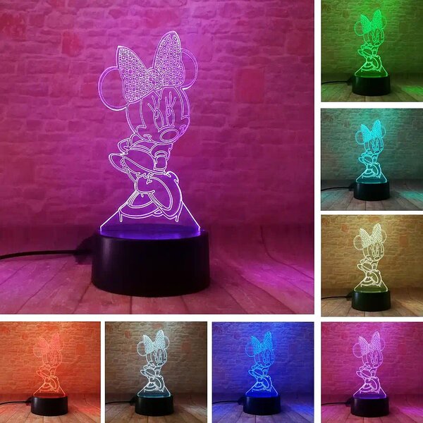 3Dmix 3DL-SMRT025 – 3D LED nočná lampa - Minnie Mouse (Smart)