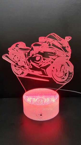 3Dmix 3DL-CRK023 – 3D LED nočná lampa - Motocykel (Crack základňa)