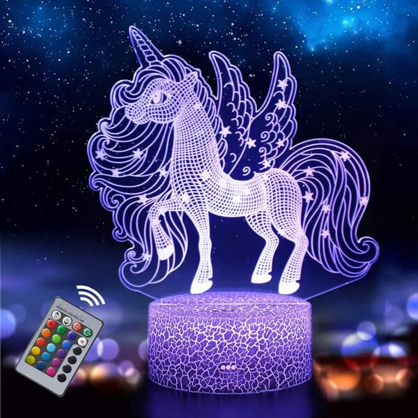 3Dmix 3DL-BTC050 – 3D LED nočná lampa - Jednorožec (Bluetooth reproduktor - farba čierna)