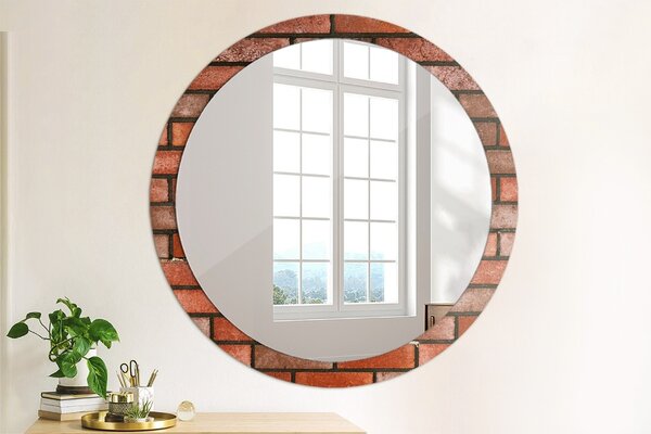 Okrúhle ozdobné zrkadlo na stenu Červená tehla