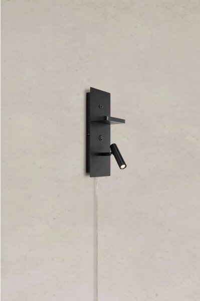 Markslöjd 109018 - LED nástenné svietidlo s poličkou a USB portom CARICA 4W/230V čierne