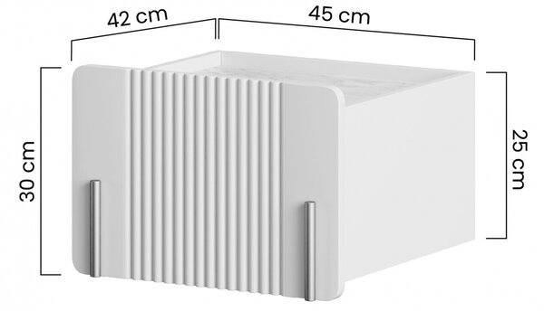 Nočný stolík na stenu Malmi 45 cm - kašmírová / crema bianca / zlatá