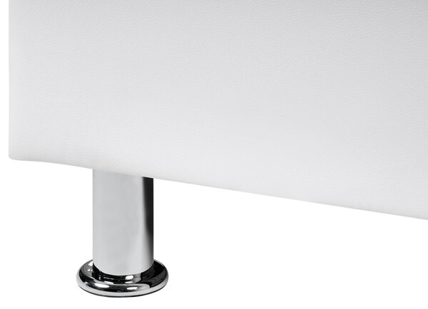 Posteľ biela umelá koža 140 x 200 cm s úložným priestorom prešívané čelo s gombíkmi moderný glamour štýl spálňa
