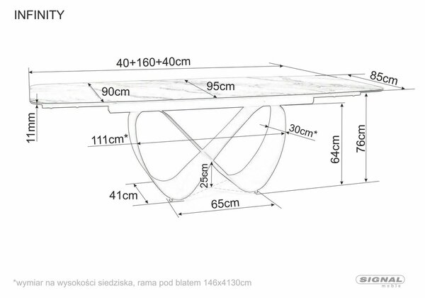 Signal Jedálenský stôl INFINITY CERAMIC BIELY JANTAR BIANCO/BROWN 160(240)X95