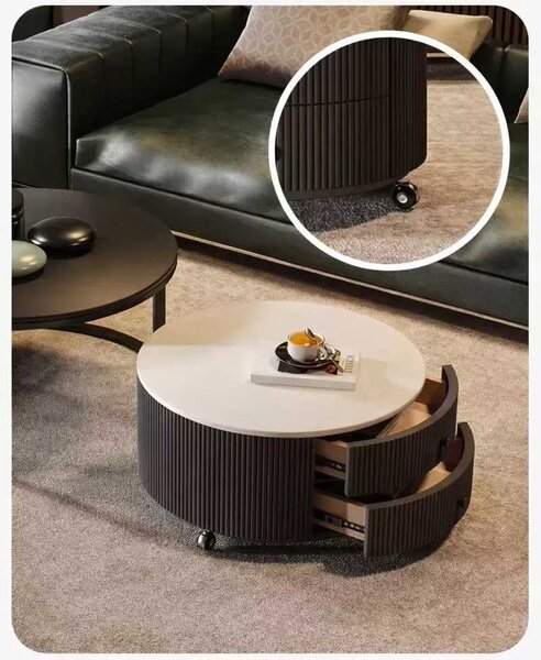 LuxuryForm DESIGN Konferenčný stolík ROYAL 80 / 60 cm – čierno-biely mramorový dekor (set 2 ks)