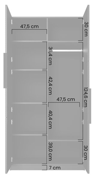 Skriňa Asha 100 cm - biely mat / čierne úchytky